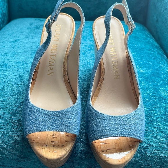Stuart Weitzman Platform Wedge Sandals Heels (6.5) Excellent - Picture 2 of 6